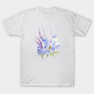 blue nigella flower arrangement ink and watercolor T-Shirt